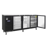 Polarman PLM-BC-4G 90 3/8" Black Glass Door Back Bar Refrigerator with LED Lighting
