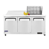 Polarman PLM-S72KS 71 3/4" Stainless Steel Mega Top Sandwich Prep Table with Three Solid Full Doors, (27) 1/6 Size Pans
