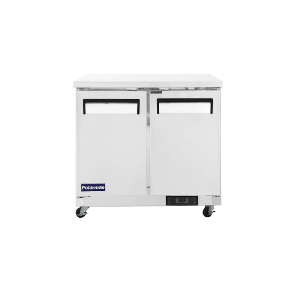 Polarman 36 7/16" PLM-UC-36S Under Counter Refrigerator Stainless Steel Solid Double Door