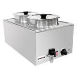 ChefAsst ZCK165BT-4 Professional Food Warmer With Faucet & Two Soup Pots,  6 1/2" Depth