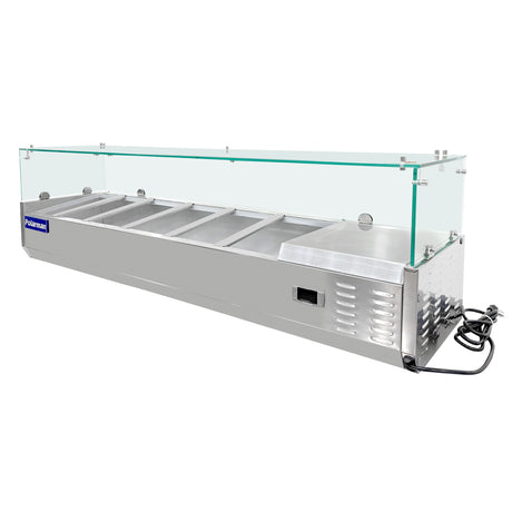 Polarman PLM-PDX-60G 59" Countertop Refrigerated Topping Rail with Sneeze Guard