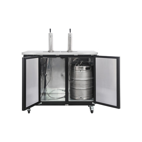 Polarman PLM-BCBD2-2 49 1/8" Dual Single-Tap Kegerator Beer Dispenser with 2 Solid Doors, 12.5 cu. ft.