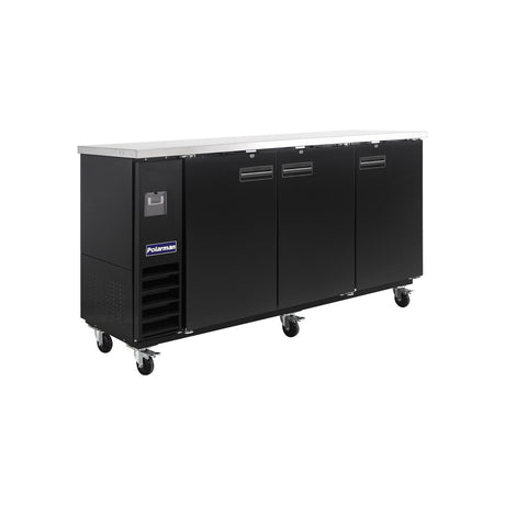 Polarman PLM-BC4-24 73" Black Solid Door Back Bar Refrigerator with LED Lighting