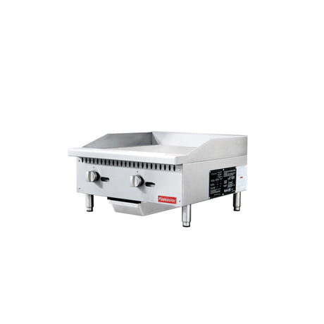Flamaster FLM-G24-M 24" Countertop Griddle with Manual Control, NG/LPG, 60,000 BTU, 2 Burners
