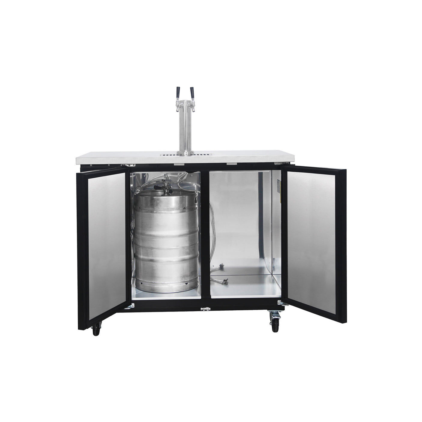 Polarman PLM-BCBD2-1 49 1/8" Double Tap Kegerator Beer Dispenser with 2 Solid Doors, 12.5 cu. ft.