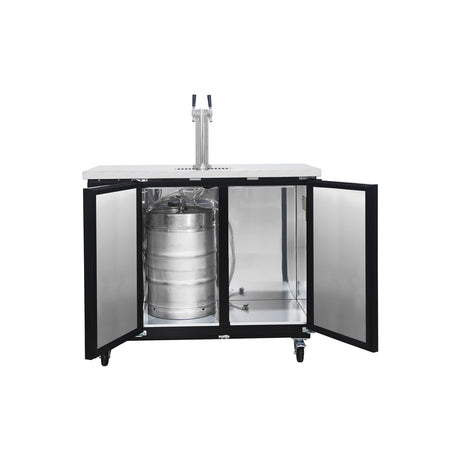 Polarman PLM-BCBD2-1 49 1/8" Double Tap Kegerator Beer Dispenser with 2 Solid Doors, 12.5 cu. ft.