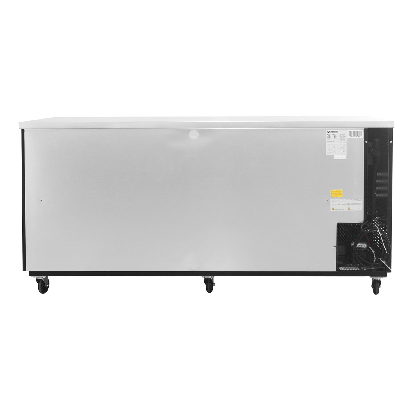 Polarman PLM-BC-4 90 3/8" Black Solid Door Back Bar Refrigerator with LED Lighting