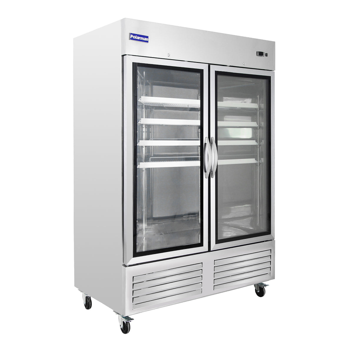 Polarman PLM-54FGS 53 15/16" Reach-In Freezer with Double Glass Doors with LED Lighting, Bottom Mount, Stainless Steel, 49 cu. ft.
