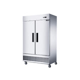 Dukers D47ER 47 1/4" Two Section Reach-In Refrigerator with Solid Full Doors, Bottom Mount, Stainless Steel, 29.5 Cu.Ft.