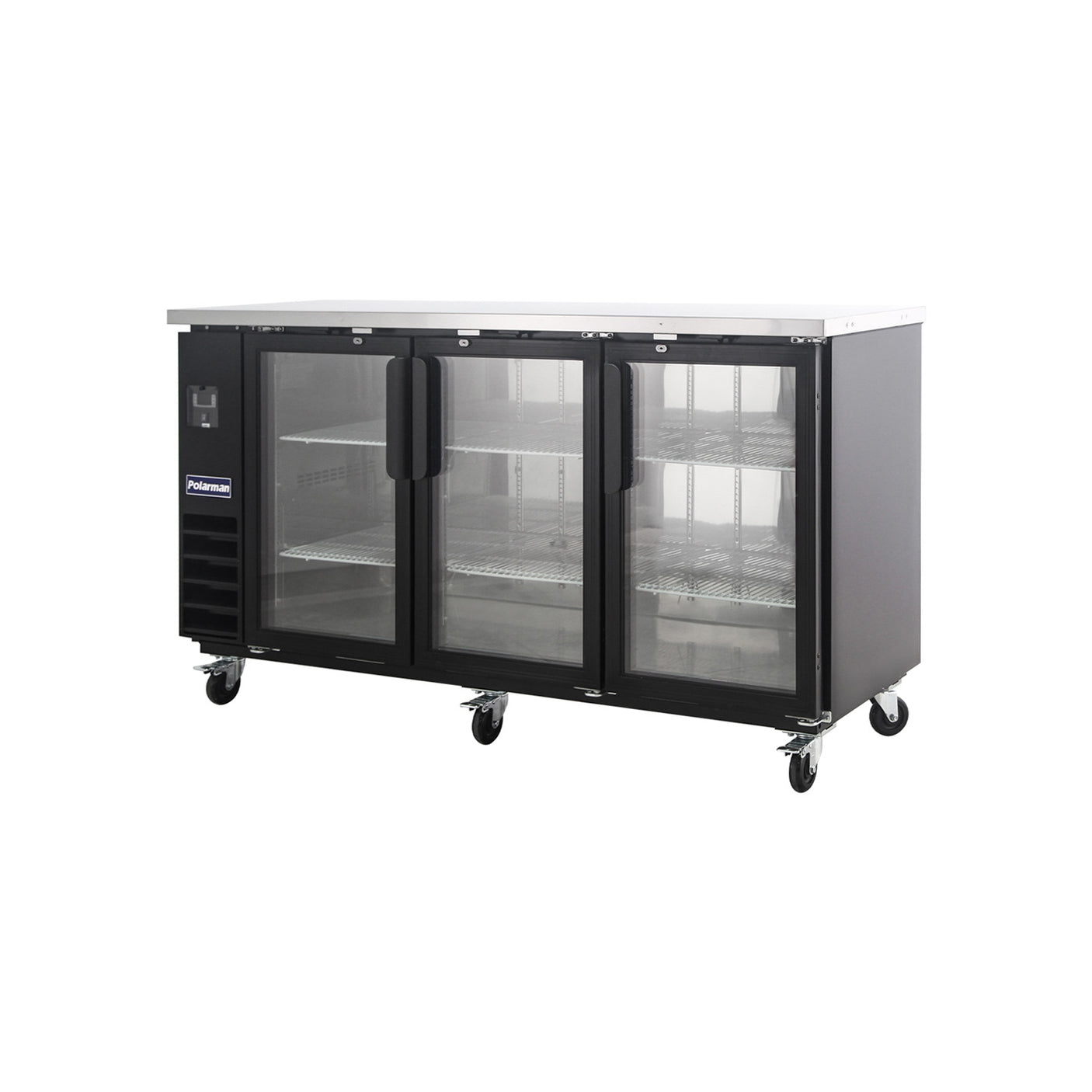 Polarman PLM-BC4-24G 73" Black Glass Door Back Bar Refrigerator with LED Lighting