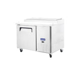 Polarman PLM-P44S 47 3/8" Refrigerated Pizza Prep Table with One Solid Full Door, (6) 1/3 Size Pans