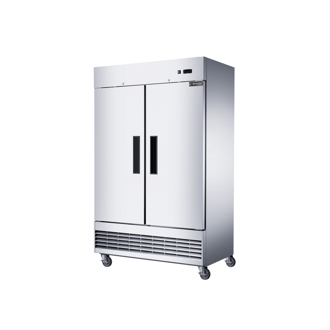 Dukers D47EF 47 1/4" Two Section Reach-In Freezer with Solid Full Doors, Bottom Mount, Stainless Steel, 29.5 Cu.Ft.