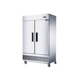 Dukers D47EF 47 1/4" Two Section Reach-In Freezer with Solid Full Doors, Bottom Mount, Stainless Steel, 29.5 Cu.Ft.
