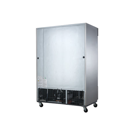 Dukers D55F 55 1/8" Two Section Reach-In Freezer with Solid Full Doors, Bottom Mount, Stainless Steel, 41.6 Cu.Ft.