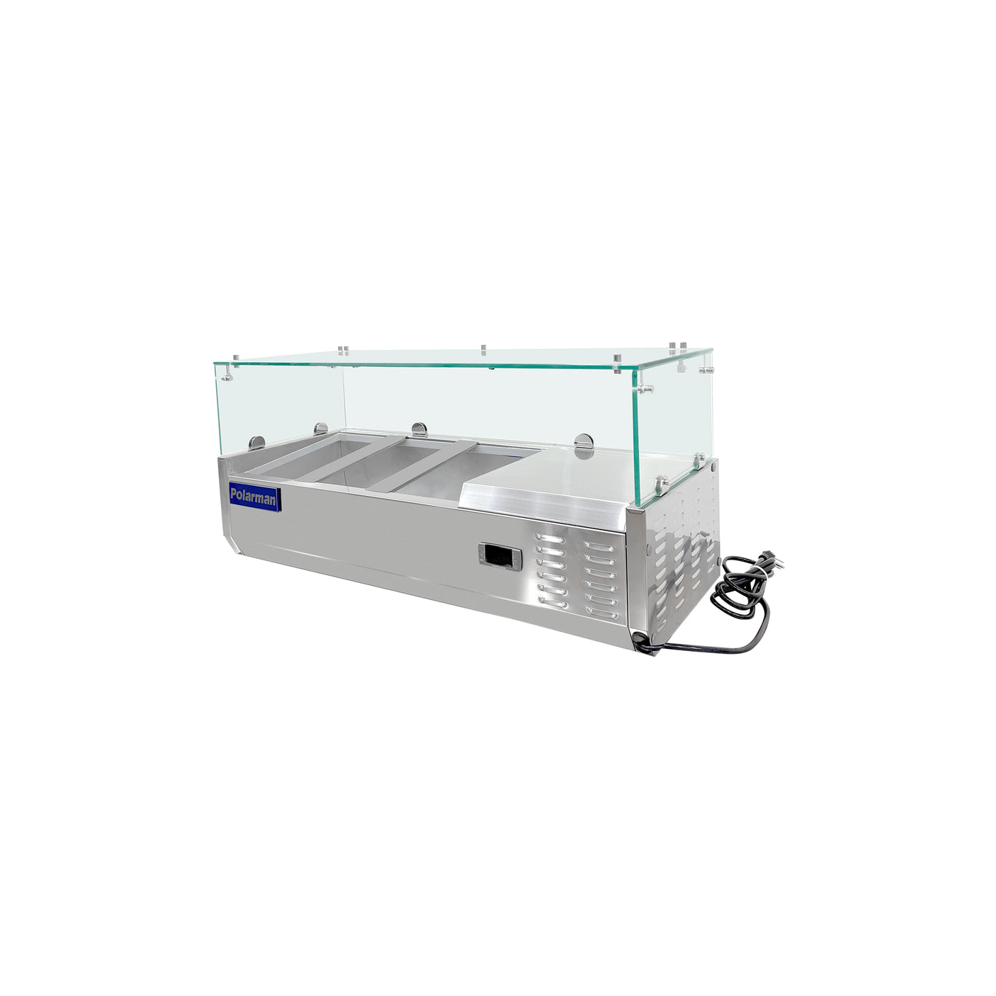 Polarman PLM-PDX-40G 40" Countertop Refrigerated Topping Rail with Sneeze Guard