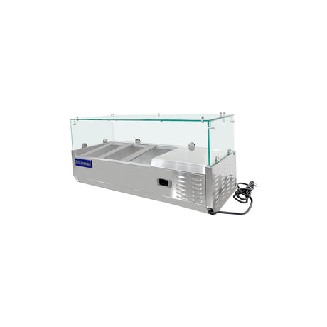 Polarman PLM-PDX-40G 40" Countertop Refrigerated Topping Rail with Sneeze Guard