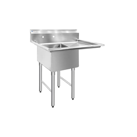 ChefAsst 40" CA-S1C181812-18R-316 16-Gauge Stainless Steel Single Compartment Commercial Sink with Stainless Steel Legs, and Right 18" Drainboard - 18" x 18" x 12" Bowl