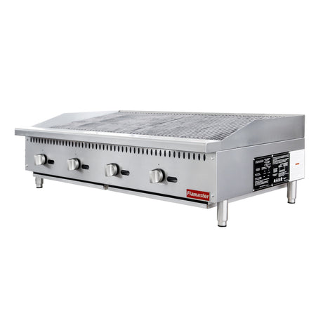Flamaster FLM-CB48-M 48" Countertop Gas Charbroiler, NG/LPG, 140,000 BTU, 4 Burners