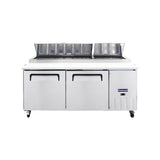 Polarman PLM-P67S 70 3/4" Refrigerated Pizza Prep Table with Two Solid Full Doors, (9) 1/3 Size Pans