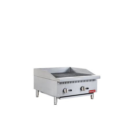 Flamaster FLM-CB24-M 24" Countertop Gas Charbroiler, NG/LPG, 70,000 BTU, 2 Burners