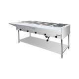 Flamaster FLM-ST5-SS Five Pan Open Well Electric Steam Table with Undershelf - 240V, 5000W