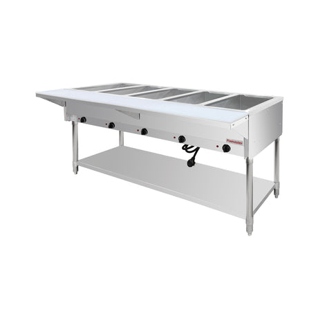 Flamaster FLM-ST5-SS Five Pan Open Well Electric Steam Table with Undershelf - 240V, 5000W