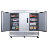 Dukers D83R 82 5/8" Three Section Reach-In Refrigerator with Solid Full Doors, Bottom Mount, Stainless Steel, 65.2 Cu.Ft.