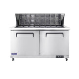 Polarman PLM-S60KS 61 1/4" Stainless Steel Mega Top Sandwich Prep Table with Two Solid Full Doors, (24) 1/6 Size Pans