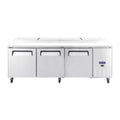 Polarman PLM-P93S 94 3/16" Refrigerated Pizza Prep Table with Three Solid Full Doors, (12) 1/3 Size Pans