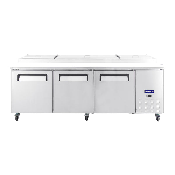 Polarman 94 3/16" PLM-P93S Pizza Prep Table Stainless Steel Solid Three Doors