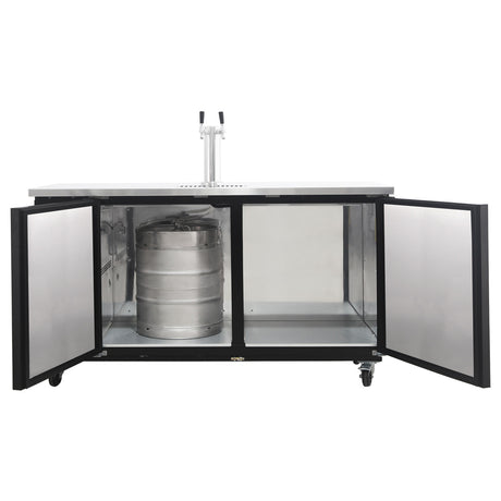 Polarman PLM-BCBD3-1 61 1/16" Double Tap Kegerator Beer Dispenser with 2 Solid Doors, 16.6 cu. ft.