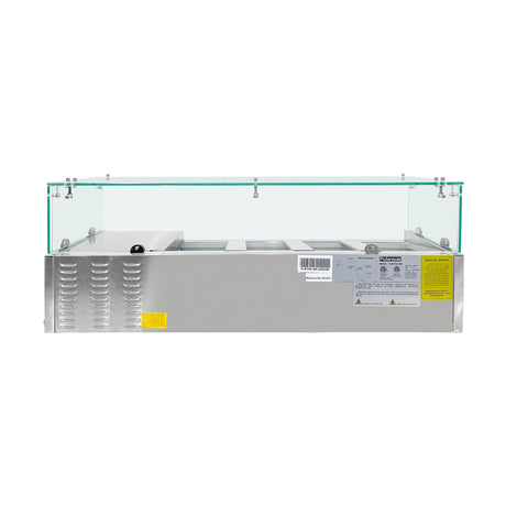 Polarman PLM-PDX-48G 47" Countertop Refrigerated Topping Rail with Sneeze Guard