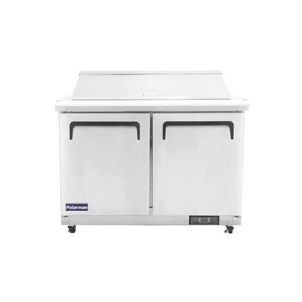 Polarman 48 1/4" PLM-S48KS Salad Sandwich Prep Table Mega Top Stainless Steel Solid Double Door