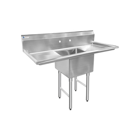 ChefAsst 55" CA-S1C181812-18LR-316 16-Gauge Stainless Steel Single Compartment Commercial Sink with Stainless Steel Legs and Two 18" Drainboards - 18" x 18" x 12" Bowl