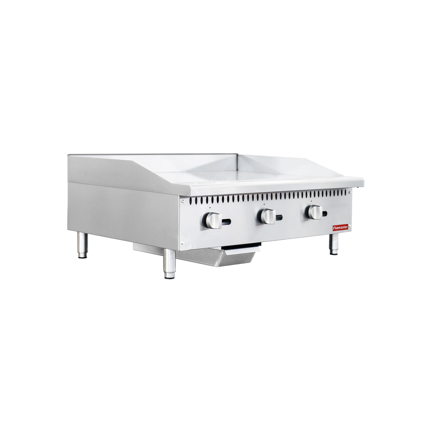 Flamaster FLM-G36-M 36" Countertop Griddle with Manual Control, NG/LPG, 90,000 BTU, 3 Burners