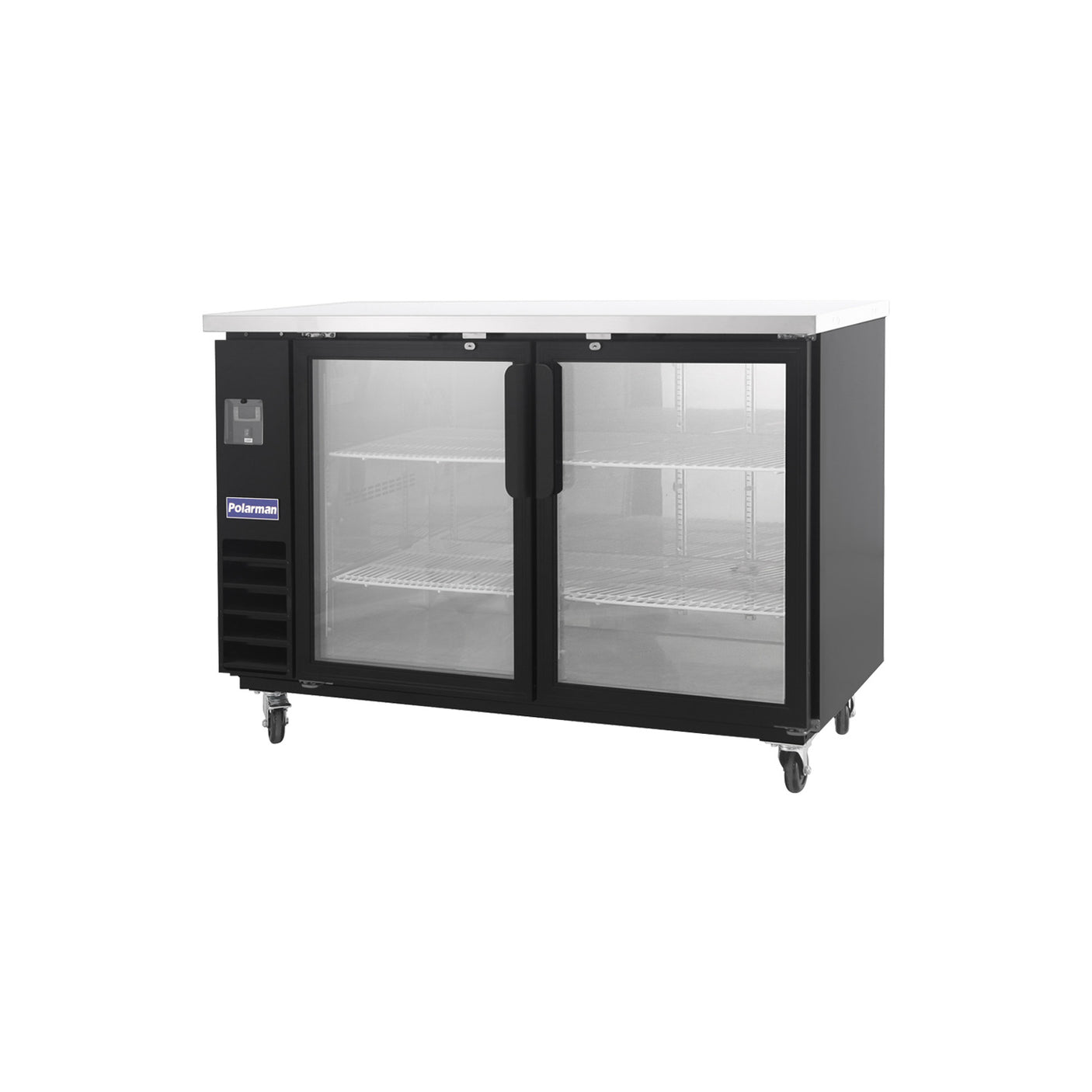 Polarman PLM-BC3-24G 61" Black Glass Door Back Bar Refrigerator with LED Lighting