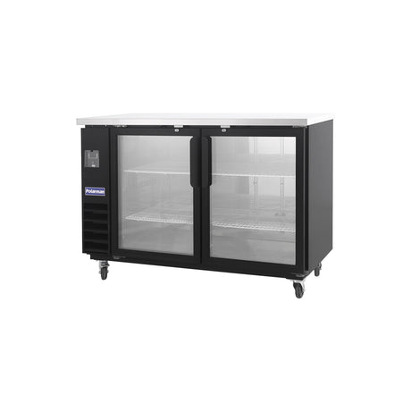 Polarman PLM-BC3-24G 61" Black Glass Door Back Bar Refrigerator with LED Lighting