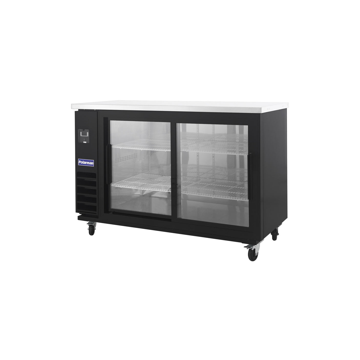 Polarman PLM-BC3-24SD 61" Black Glass Door Back Bar Refrigerator with LED Lighting