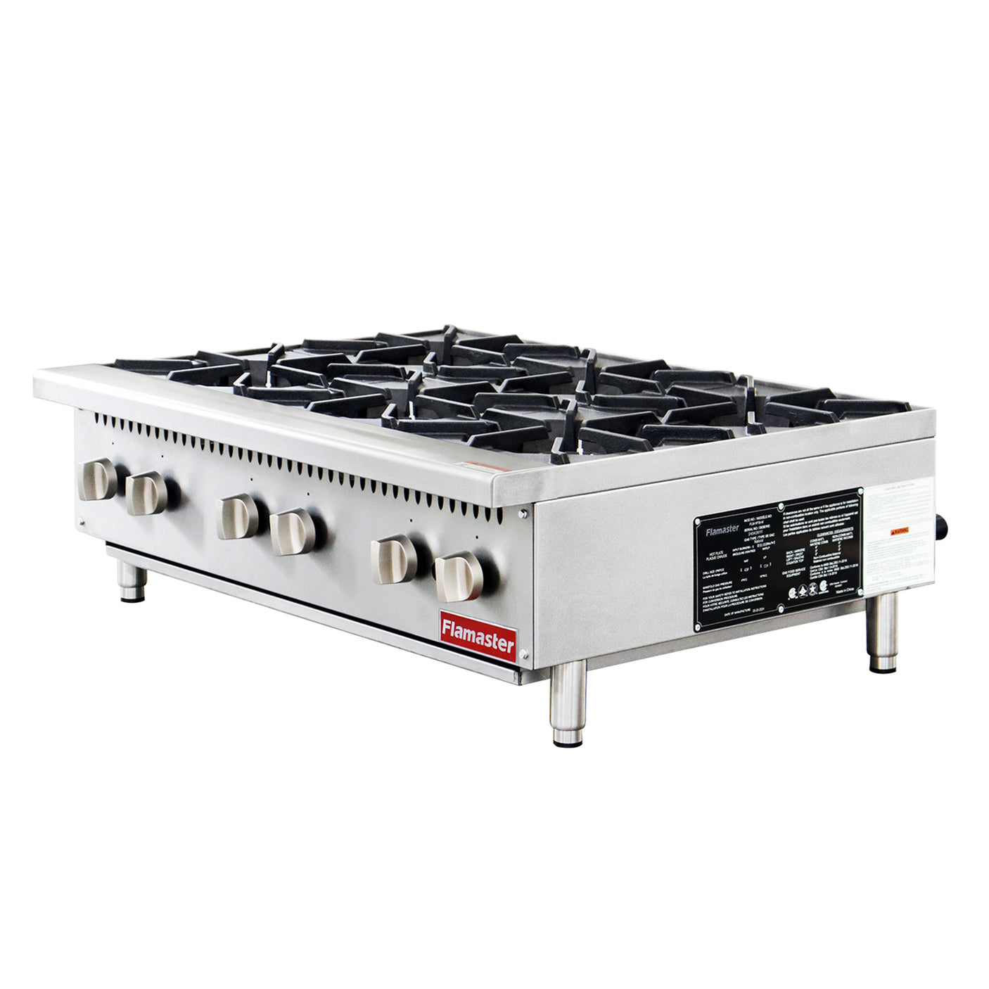 Flamaster FLM-HP36-M 36" Countertop Gas Hot Plate, NG/LPG, 150,000 BTU, 6 Burners