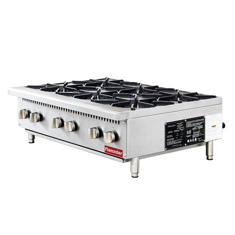 Flamaster FLM-HP36-M 36" Countertop Gas Hot Plate, NG/LPG, 150,000 BTU, 6 Burners