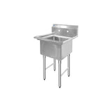 ChefAsst 24" CA-S1C181812-316 16-Gauge Stainless Steel One Compartment Commercial Sink with Stainless Steel Legs, Cross Bracing, and without Drainboards - 18" x 18" x 12" Bowl
