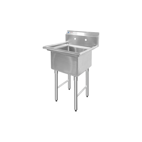 ChefAsst 24" CA-S1C181812-316 16-Gauge Stainless Steel One Compartment Commercial Sink with Stainless Steel Legs, Cross Bracing, and without Drainboards - 18" x 18" x 12" Bowl