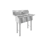 ChefAsst 36" CA-S3C101410-316 16-Gauge Stainless Steel Three Compartment Commercial Sink with Stainless Steel Legs, and without Drainboards - 10" x 14" x 10" Bowls