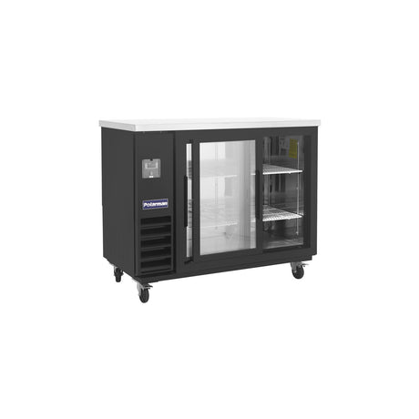 Polarman PLM-BC2-24SD 49" Black Glass Door Back Bar Refrigerator with LED Lighting
