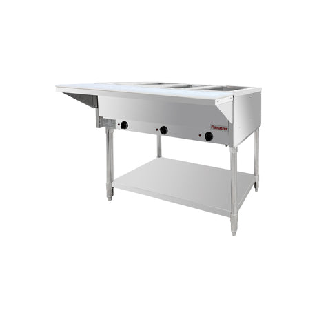 Flamaster FLM-ST3-SS Three Pan Open Well Electric Steam Table with Undershelf - 120V, 1500W