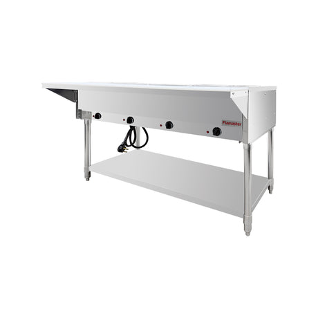 Flamaster FLM-ST4-SS Four Pan Open Well Electric Steam Table with Undershelf - 120V, 2000W