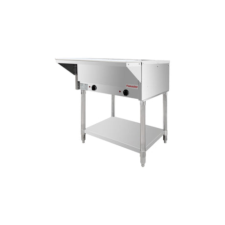 Flamaster FLM-ST2-SS Two Pan Open Well Electric Steam Table with Undershelf - 120V, 1000W