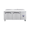 Polarman PLM-P67S 70 3/4" Refrigerated Pizza Prep Table with Two Solid Full Doors, (9) 1/3 Size Pans