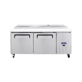 Polarman PLM-P67S 70 3/4" Refrigerated Pizza Prep Table with Two Solid Full Doors, (9) 1/3 Size Pans