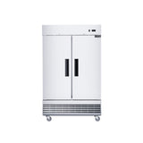 Dukers D47ER 47 1/4" Two Section Reach-In Refrigerator with Solid Full Doors, Bottom Mount, Stainless Steel, 29.5 Cu.Ft.